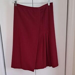 Anthony Richards Red Midi A-Line Skirt Asymmetrical Pleated